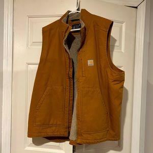 LOOSE FIT WASHED DUCK SHERPA-LINED MOCK-NECK VEST - LIKE NEW!!!